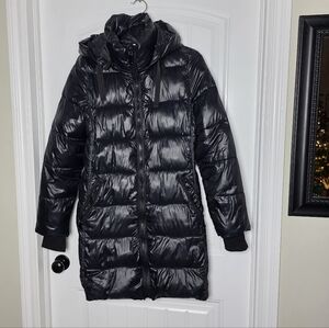 GAP Long Puffer Jacket Black Sz Small Tall
